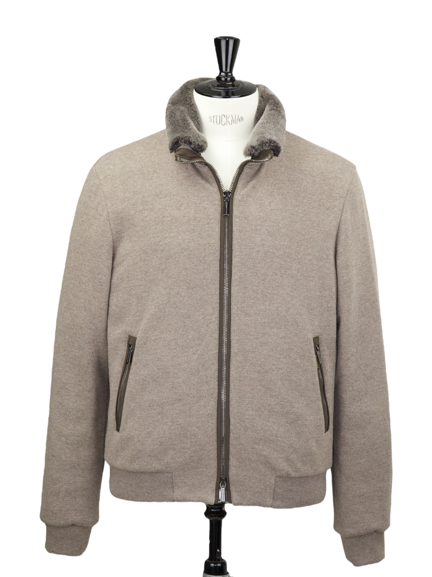 MooRER Taupe Down-Padded “Bellati” Bomber Jacket