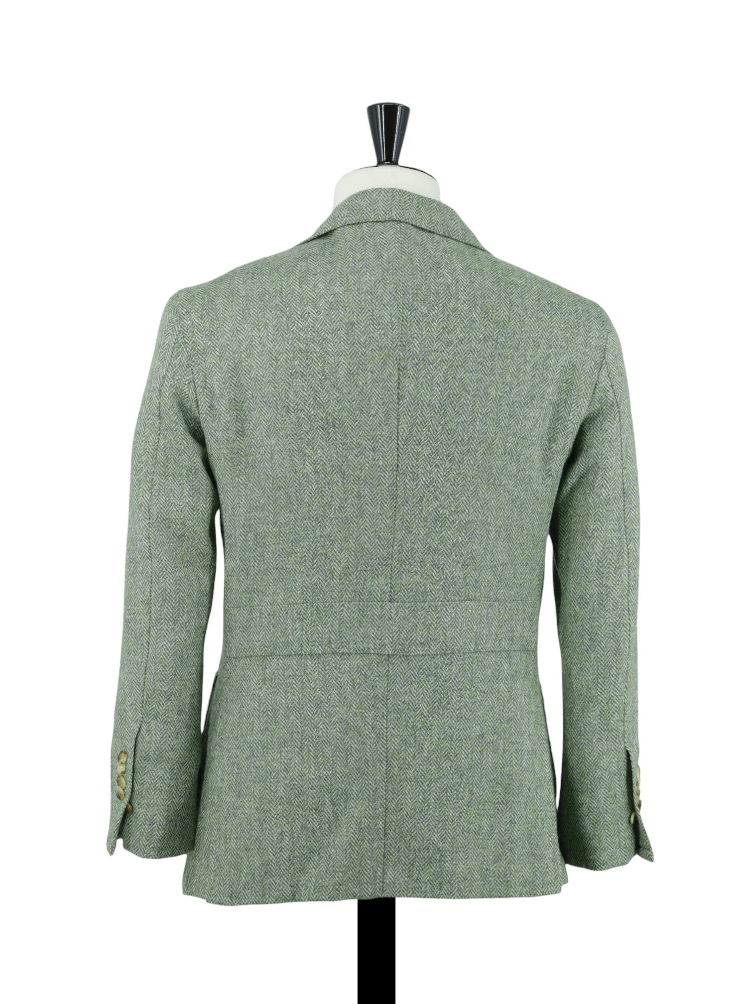 Orazio Luciano Pistache Green Tweed Norfolk-Inspired Herringbone Jacket