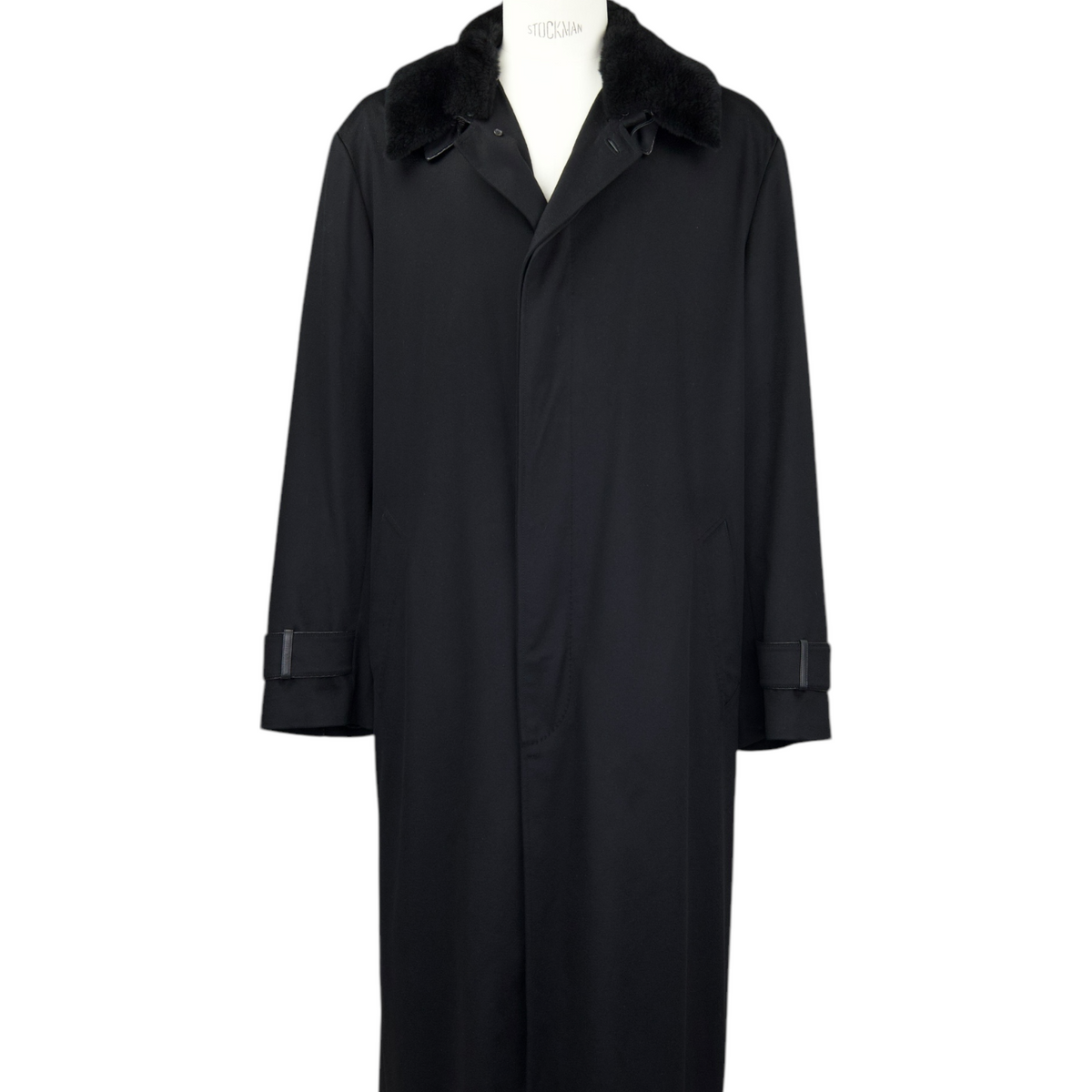 Brioni Black Pure Cashmere Mink-Fur Collar Long Overcoat