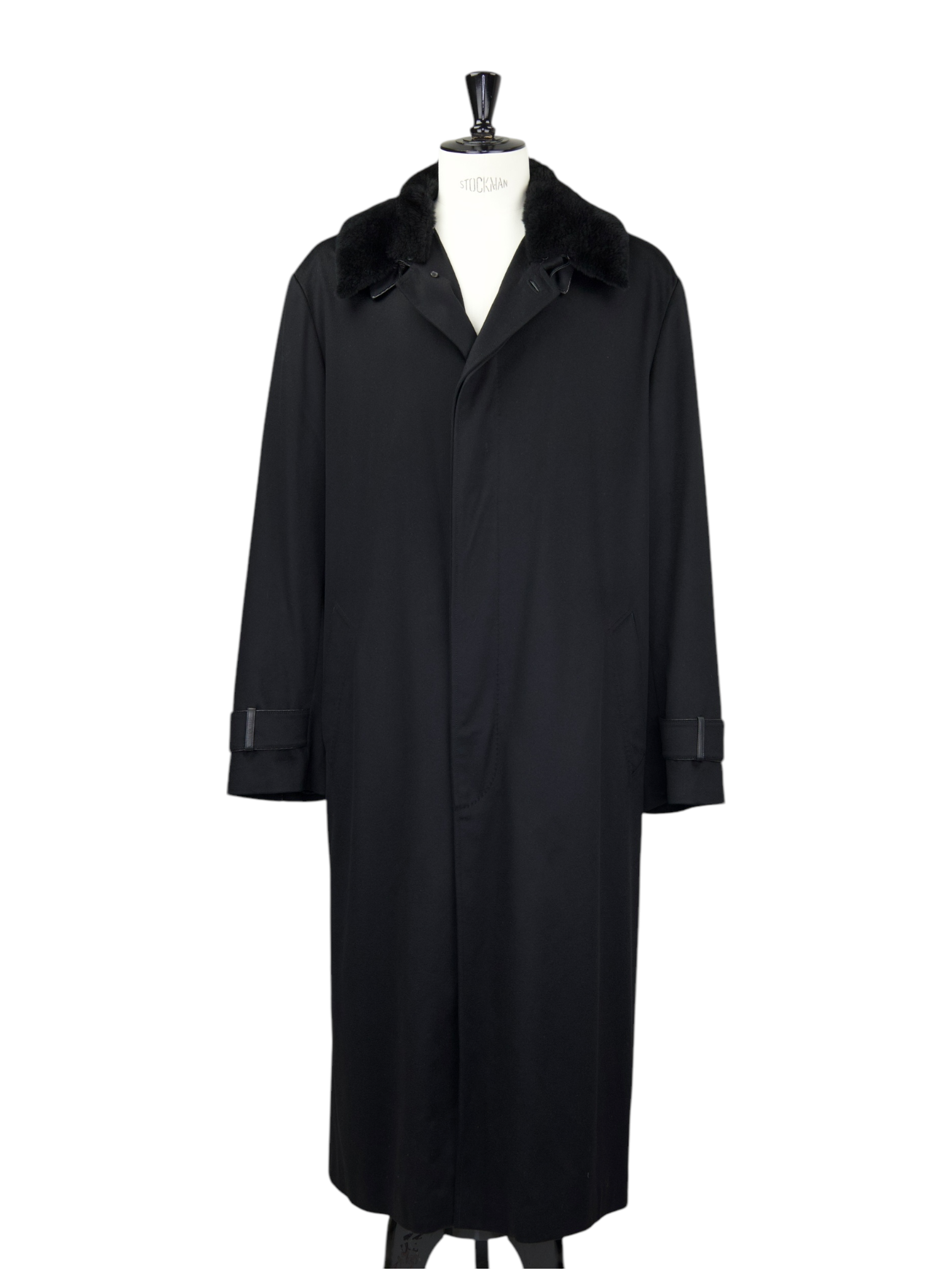 Brioni Black Pure Cashmere Mink-Fur Collar Long Overcoat