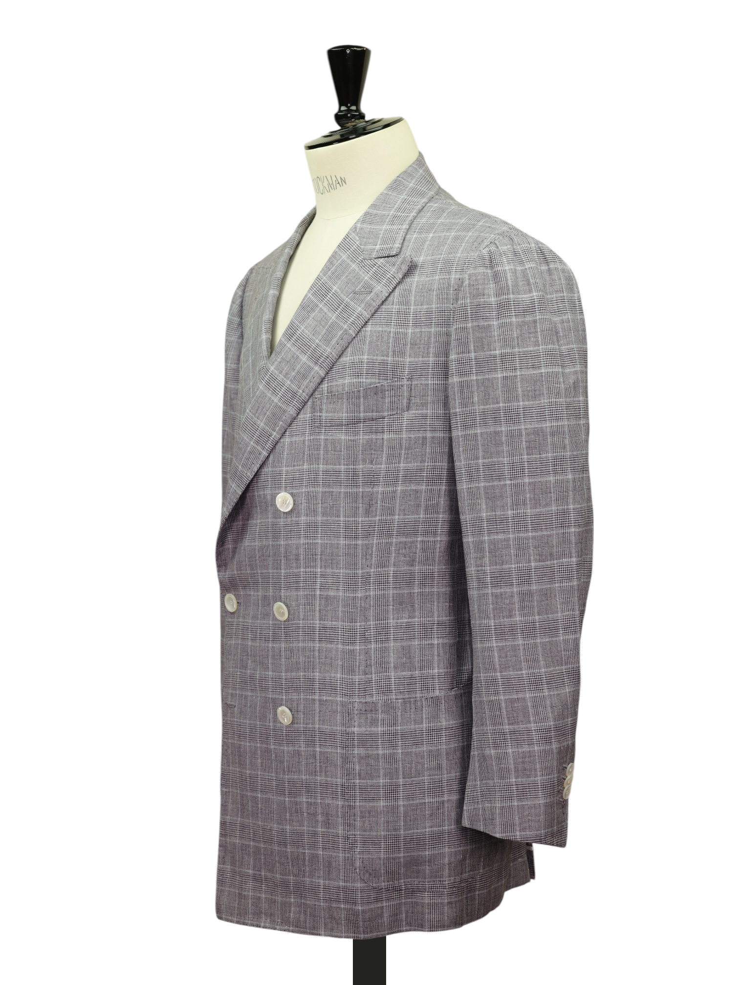 Cesare Attolini Soft Purple Wool, Silk & Linen Double-Breasted Glenplaid Jacket