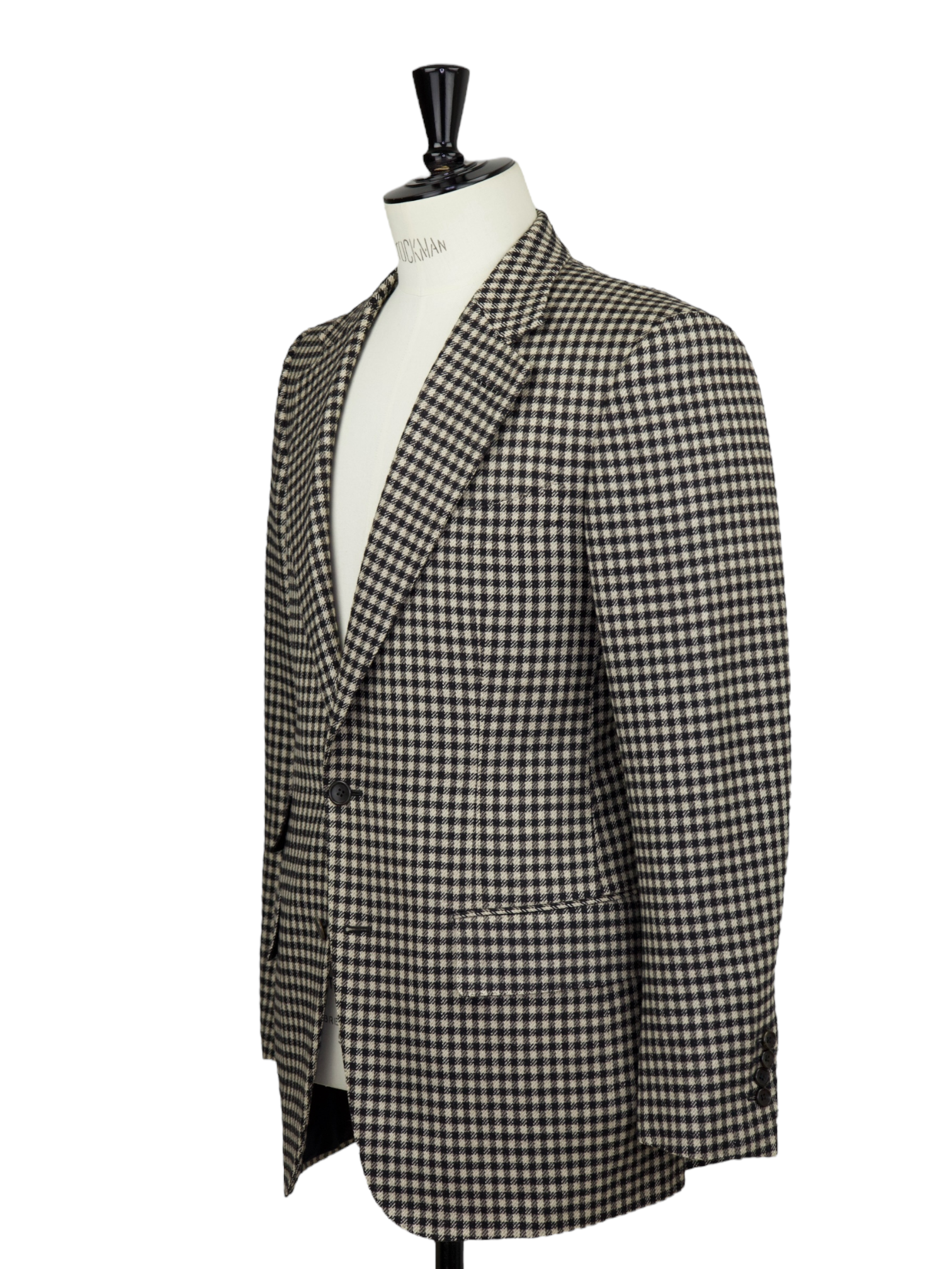 Tom Ford Ecru & Black Wool, Silk & Camel Gingham-Check Windsor Jacket