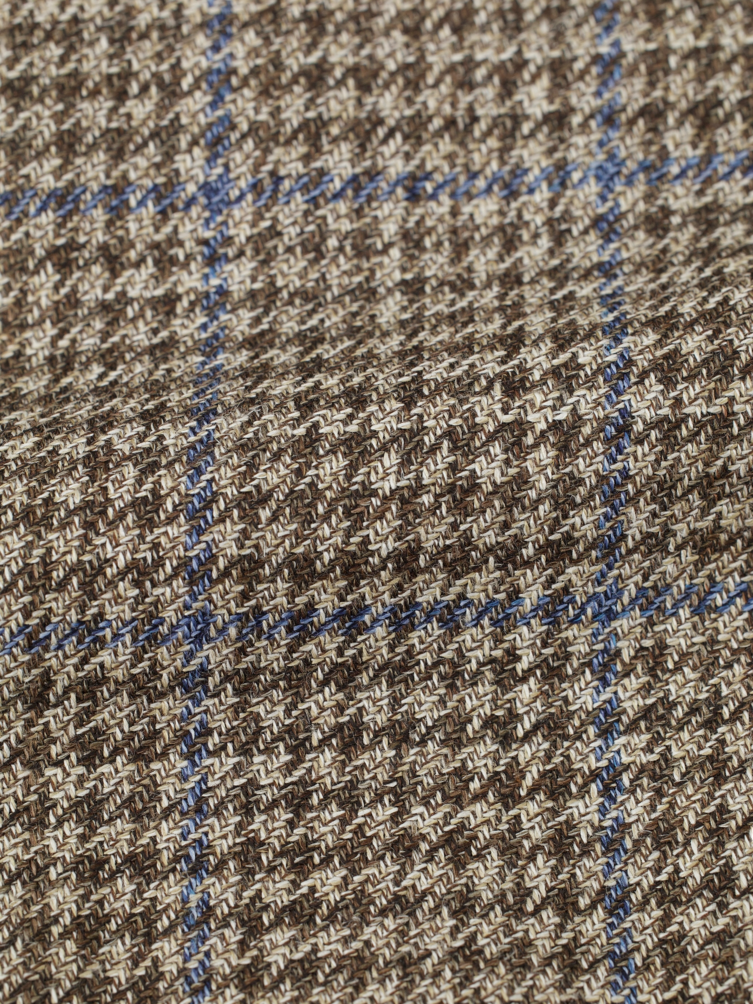 Cesare Attolini Taupe & Light Blue Wool, Silk & Linen Windowpane Jacket