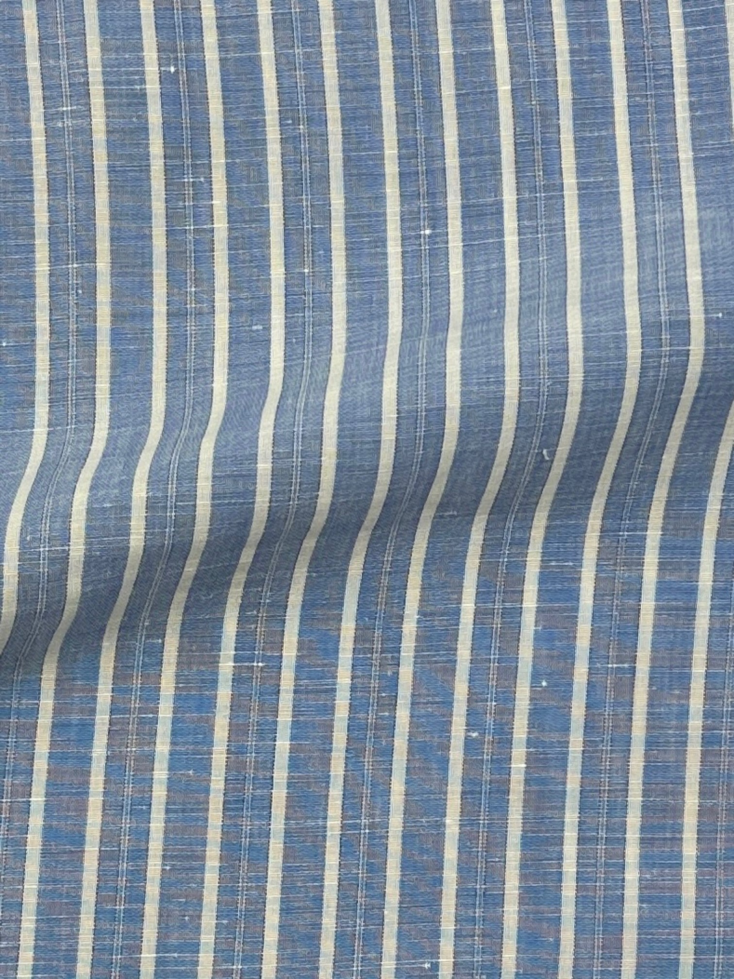 Kiton Light Blue Linen Blend Bengal Stripe Shirt