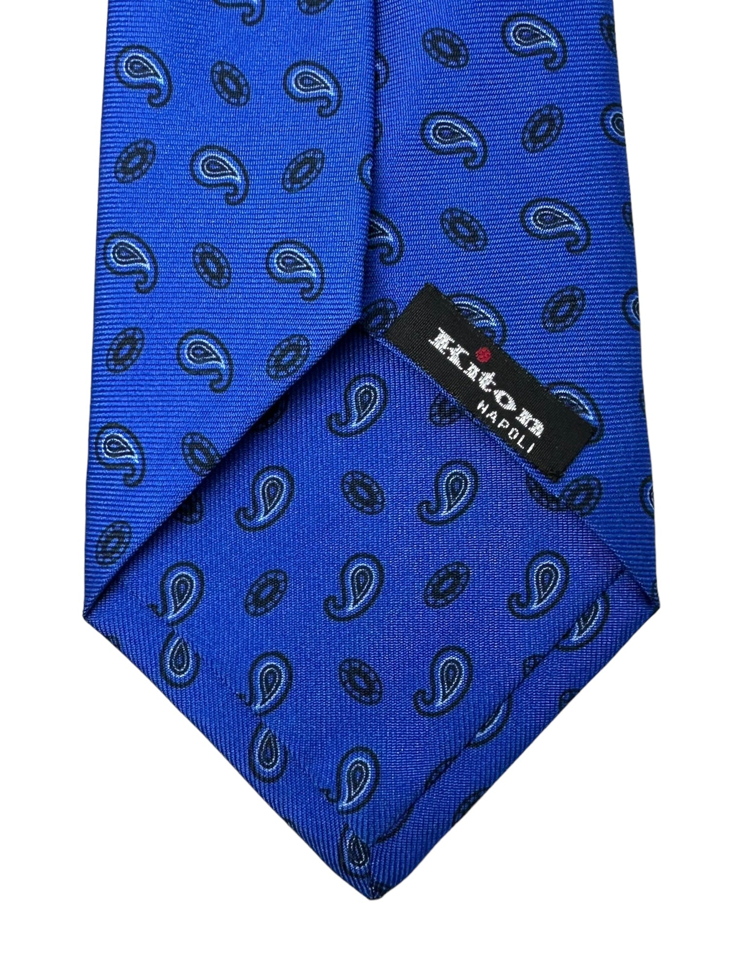 Kiton 7-voudige koningsblauwe paisley-stropdas