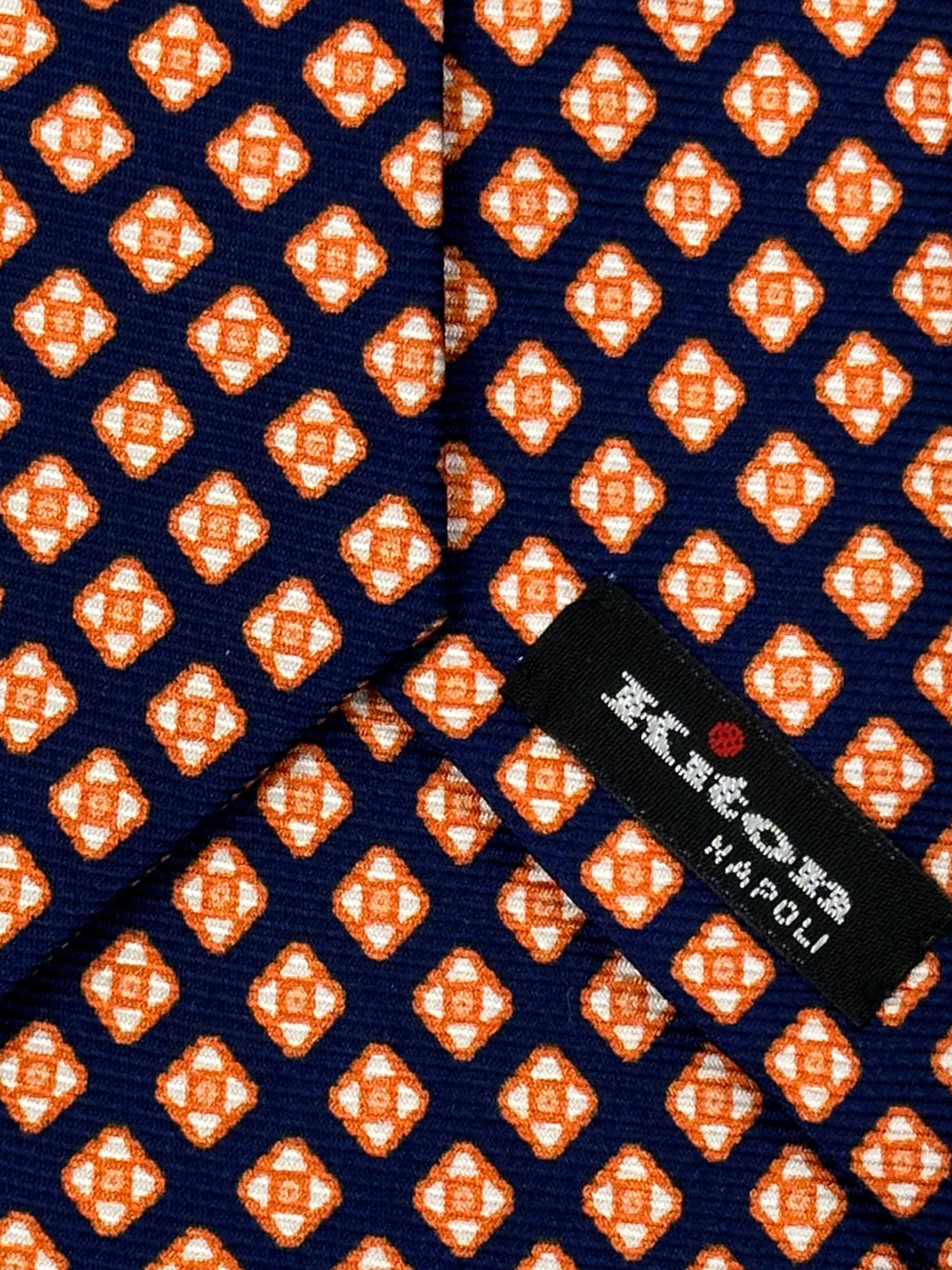 Kiton 7-Fold Blue and Orange Silk Tie