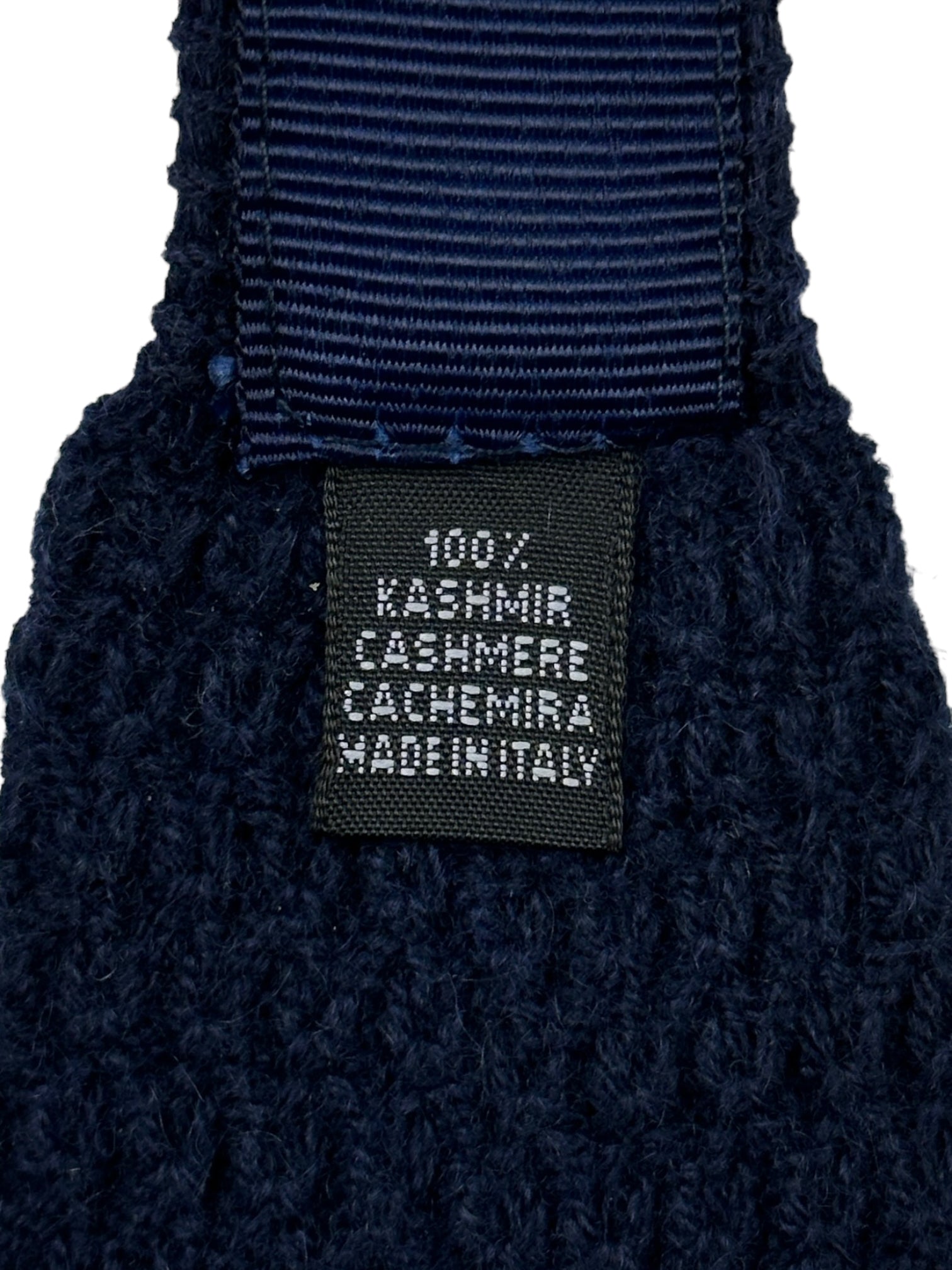 Kiton Navy Cashmere Knitted Tie