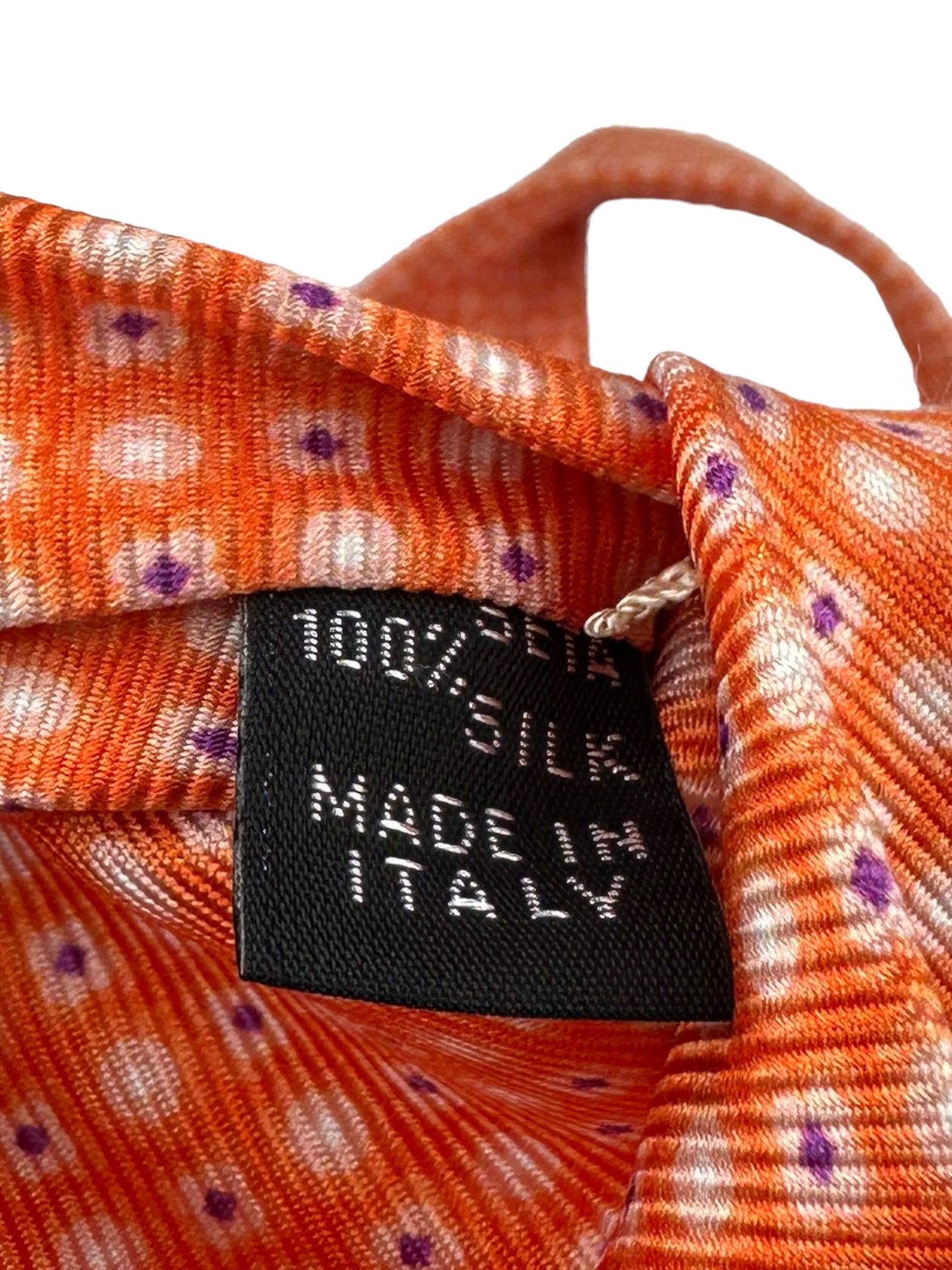 Kiton 7-Fold Orange Geometric Silk Tie