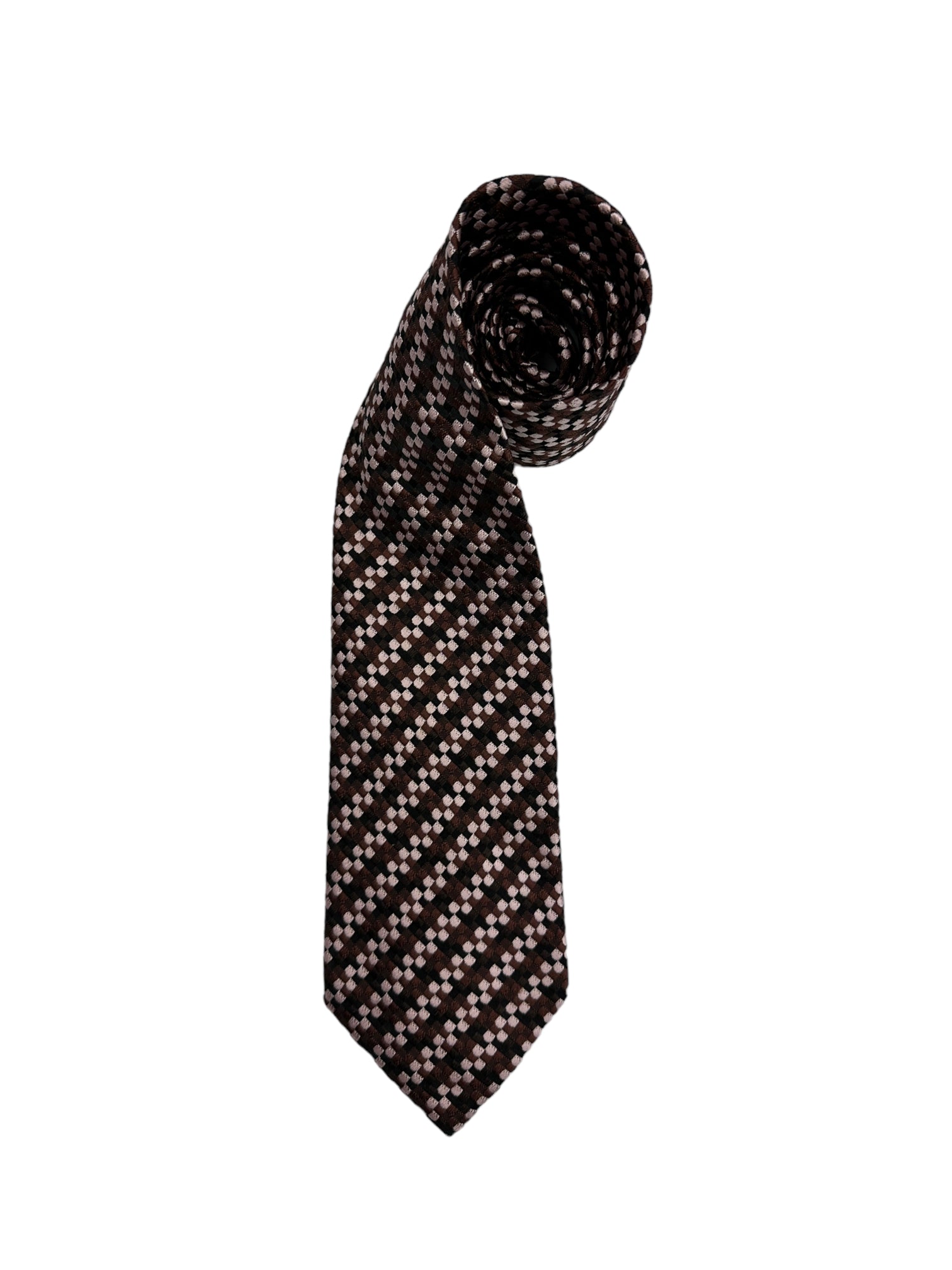 Tom Ford Brown Checkered Silk Tie