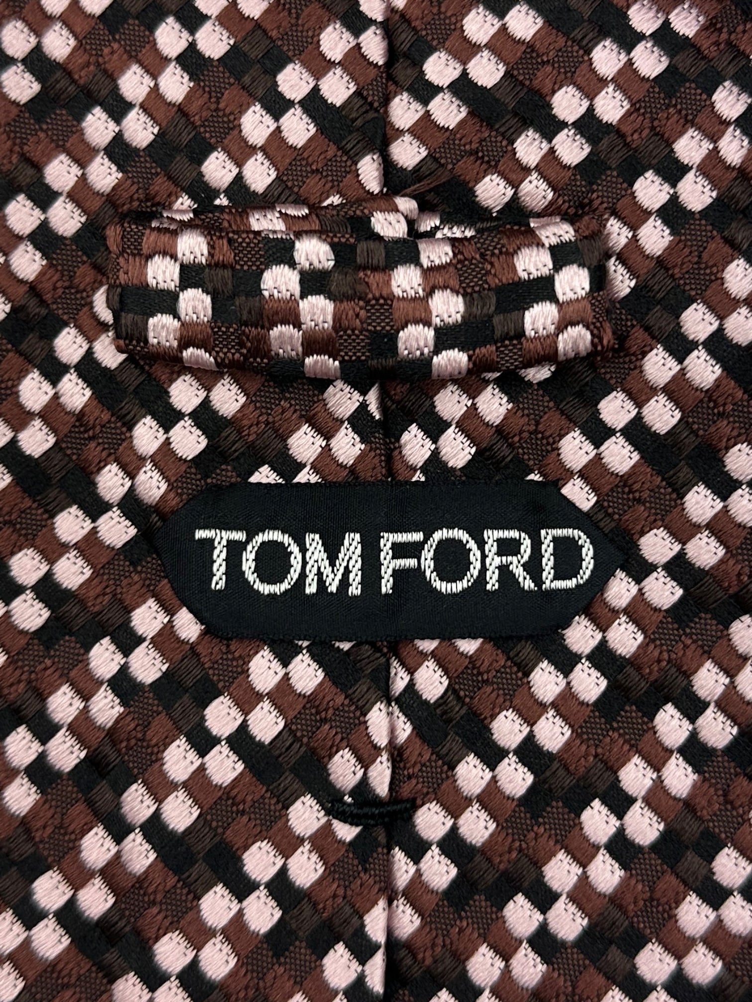 Tom Ford bruin geruite zijden stropdas