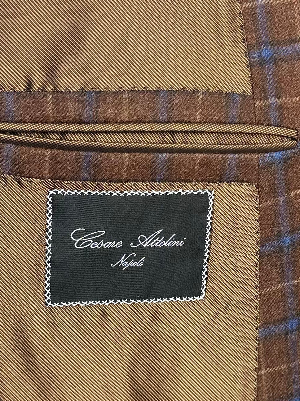 Cesare Attolini Brown Windowpane Flannel Jacket