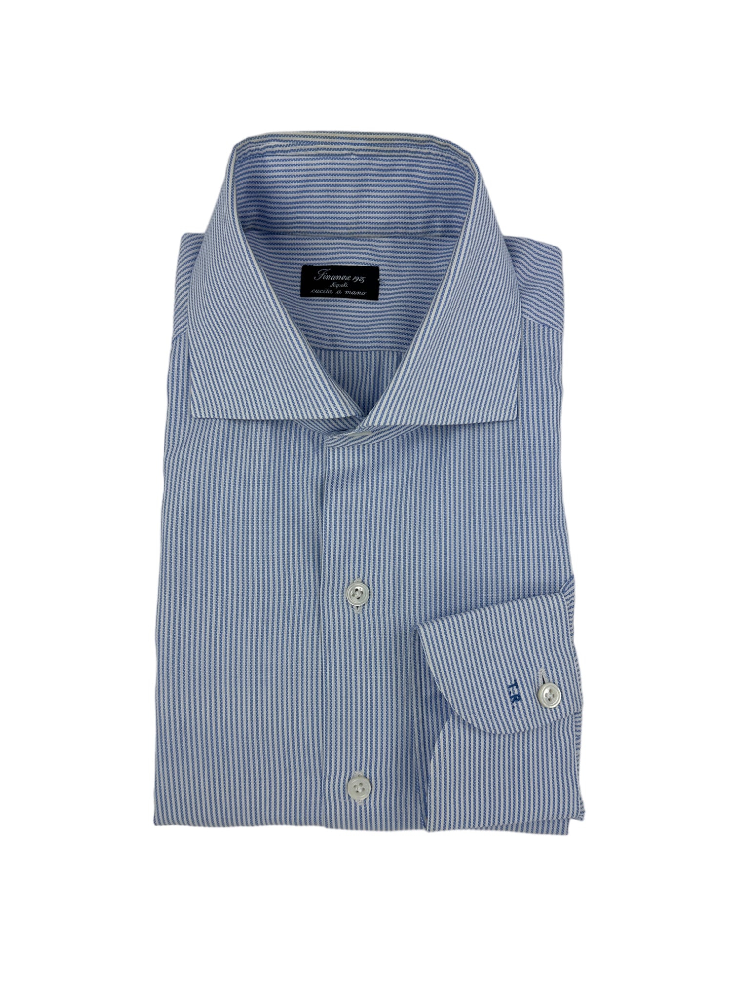Finamore Light Blue Pin-Stripe Cotton Shirt