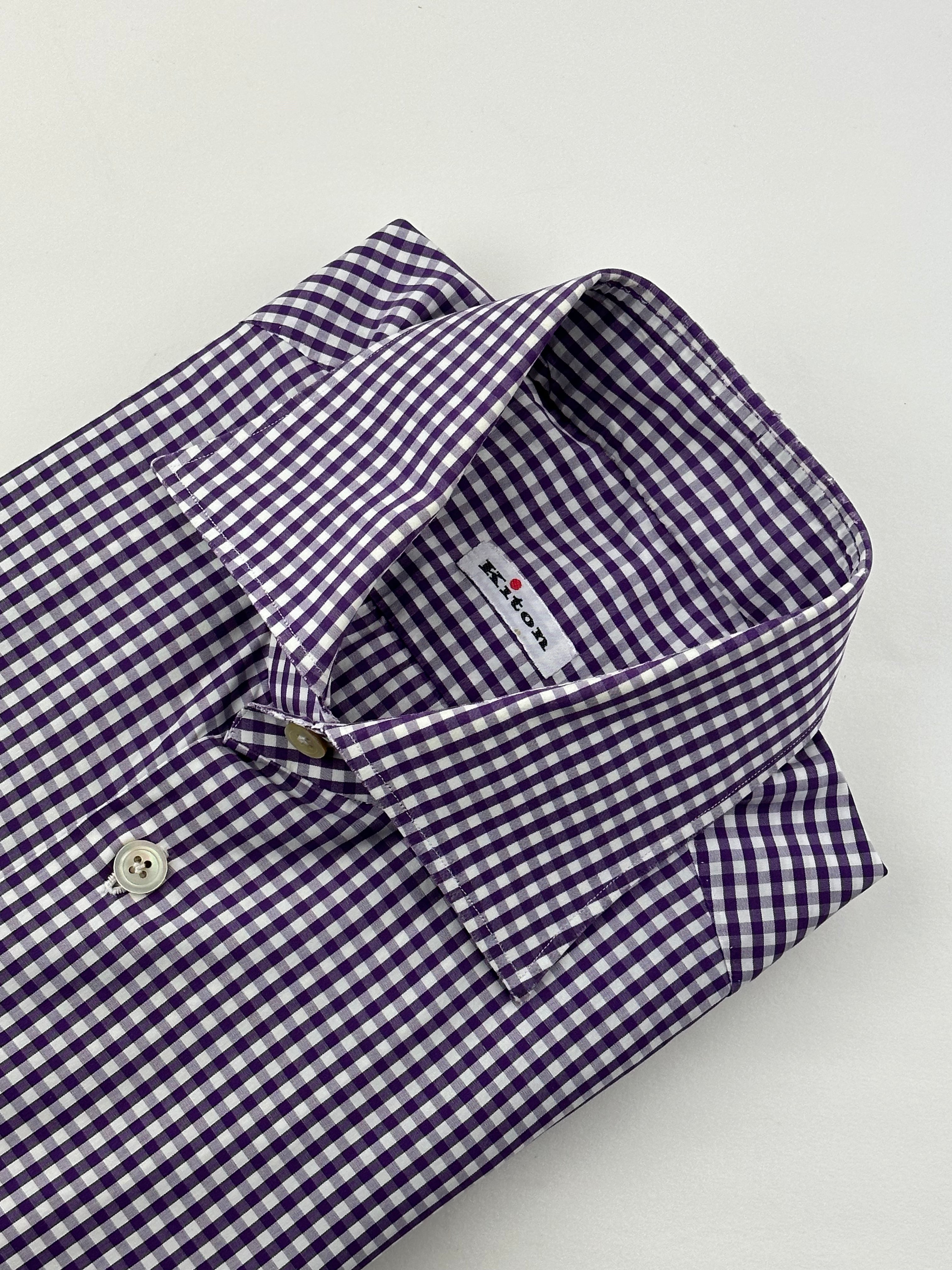 Kiton Purple Gingham Check Shirt