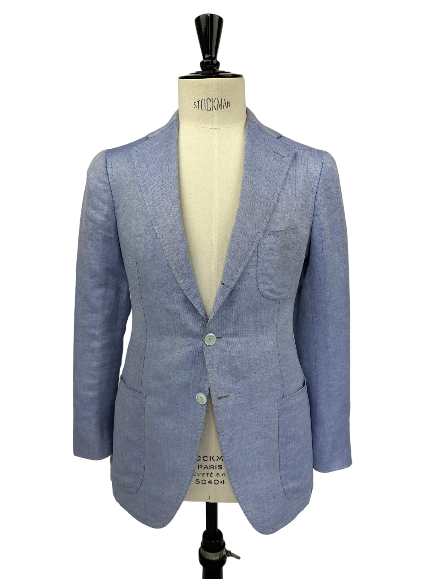 Cesare Attolini lichtblauw linnen en katoenen jasje