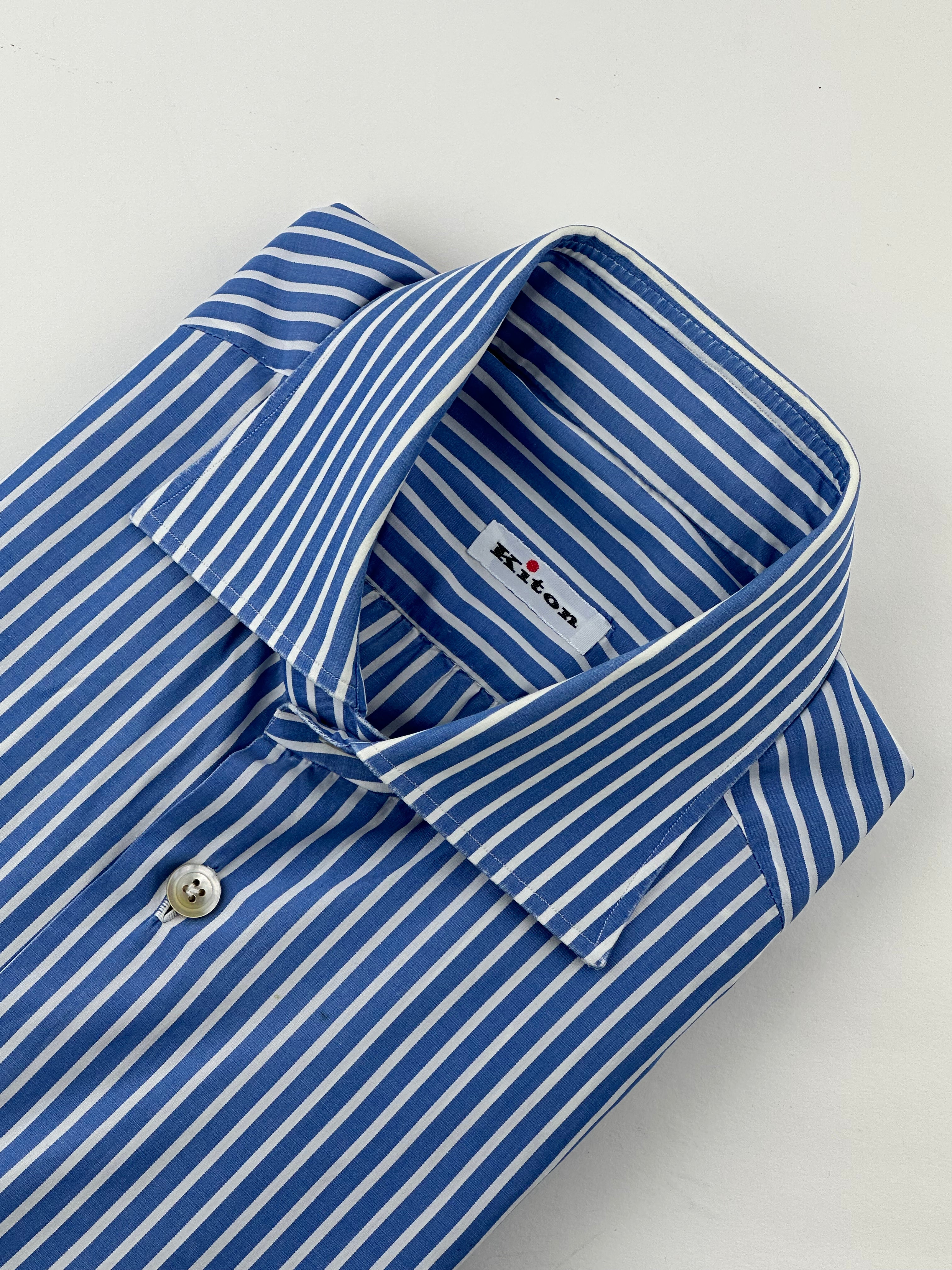 Kiton Blue Bengal Stripe Shirt