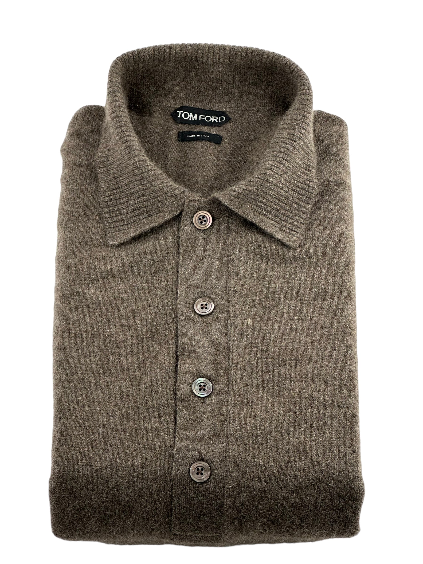 Tom Ford Brown Cashmere Long-Sleeve Polo