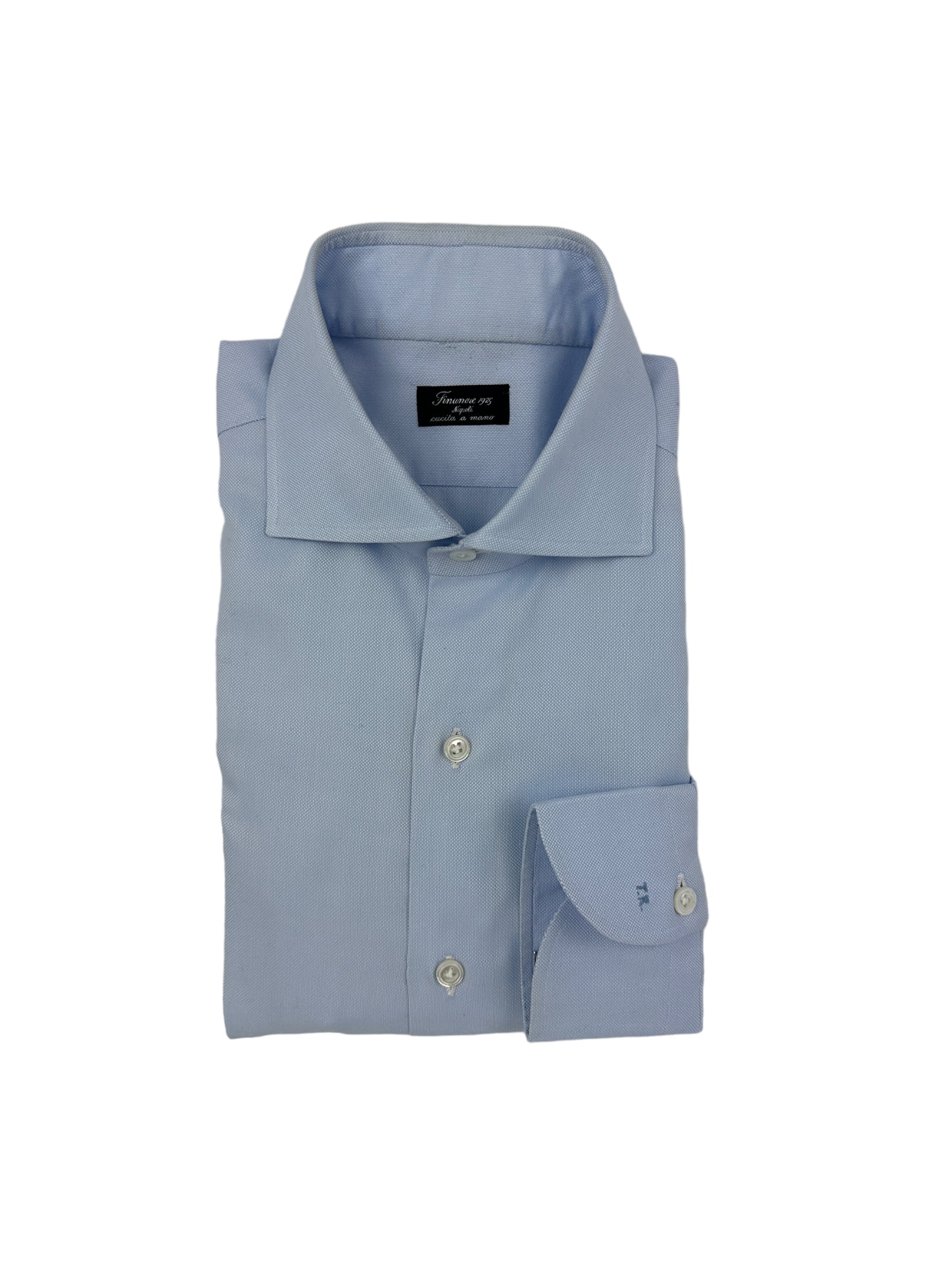 Finamore Light Blue Cotton Oxford Shirt