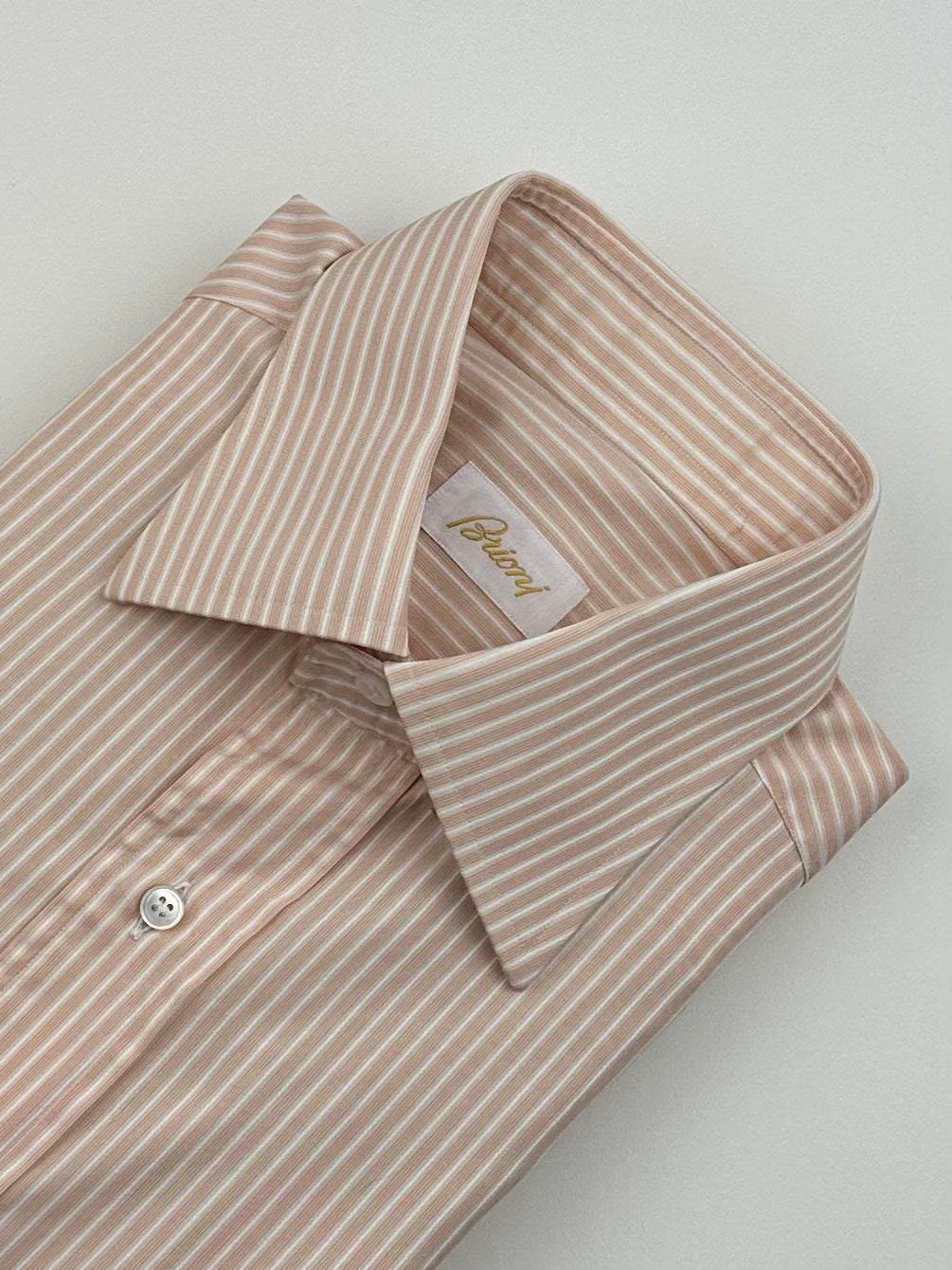 Brioni Salmon-Pink Stripe Shirt